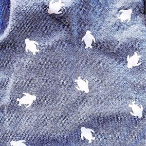 4/$21💥Fun 🐧 Penguins Chambray Printed Button-Down Dress Shirt, Blue & White